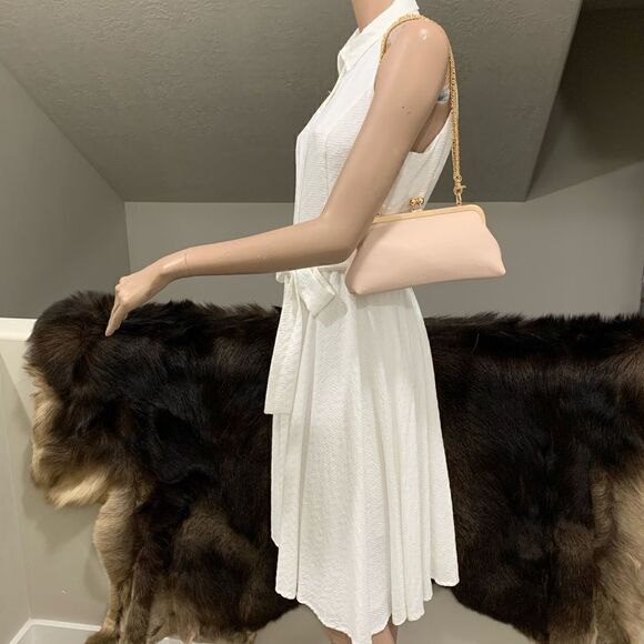 Soft Pink Genuine Pebble Leather Kisslock Clutch/Shoulder Bag/Crossbody - Picture 3 of 15